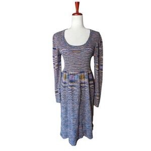 Missoni Womens 100% Wool Space Dye Knit Long Sleeve Scoop Neck Midi Dress SZ S/M
